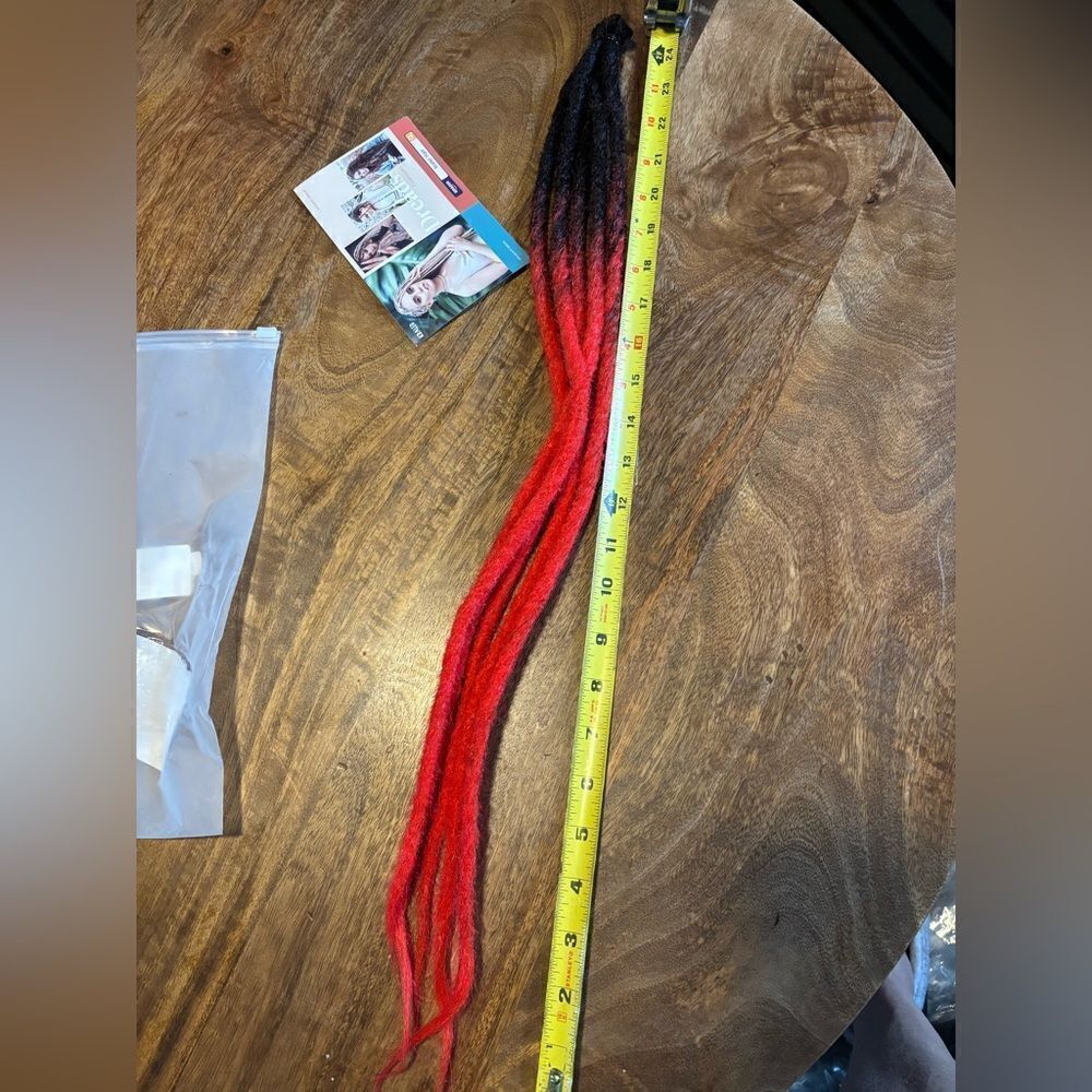 5 black to red dreadlock extensions 24”